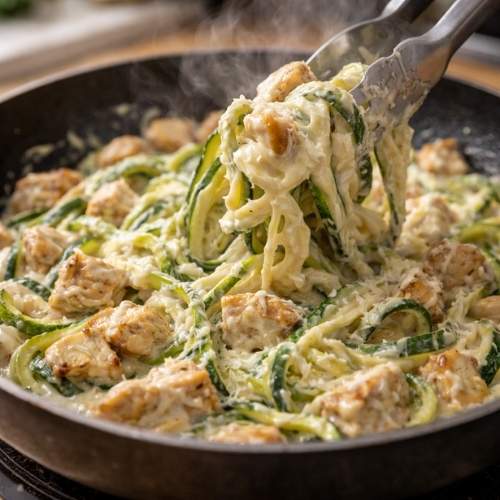 how to make zucchini chicken alfredo recipe