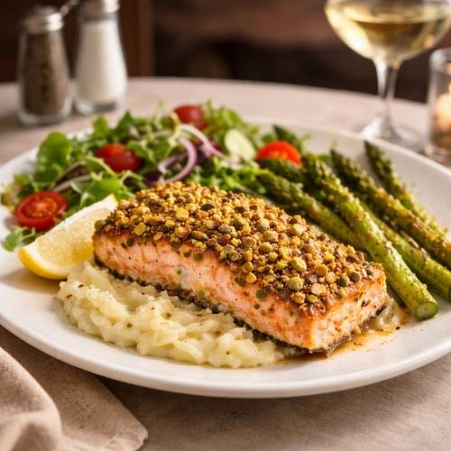 keg pistachio crusted salmon