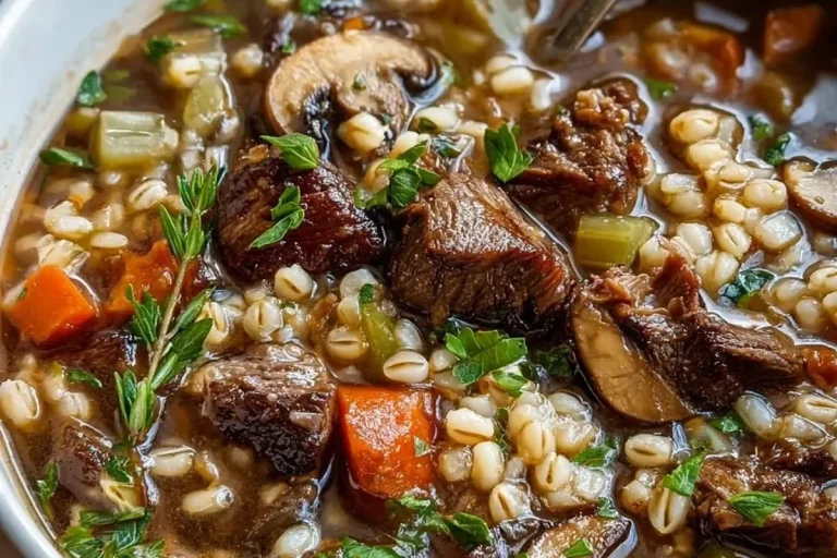 Beef Barley and Mushroom Soup