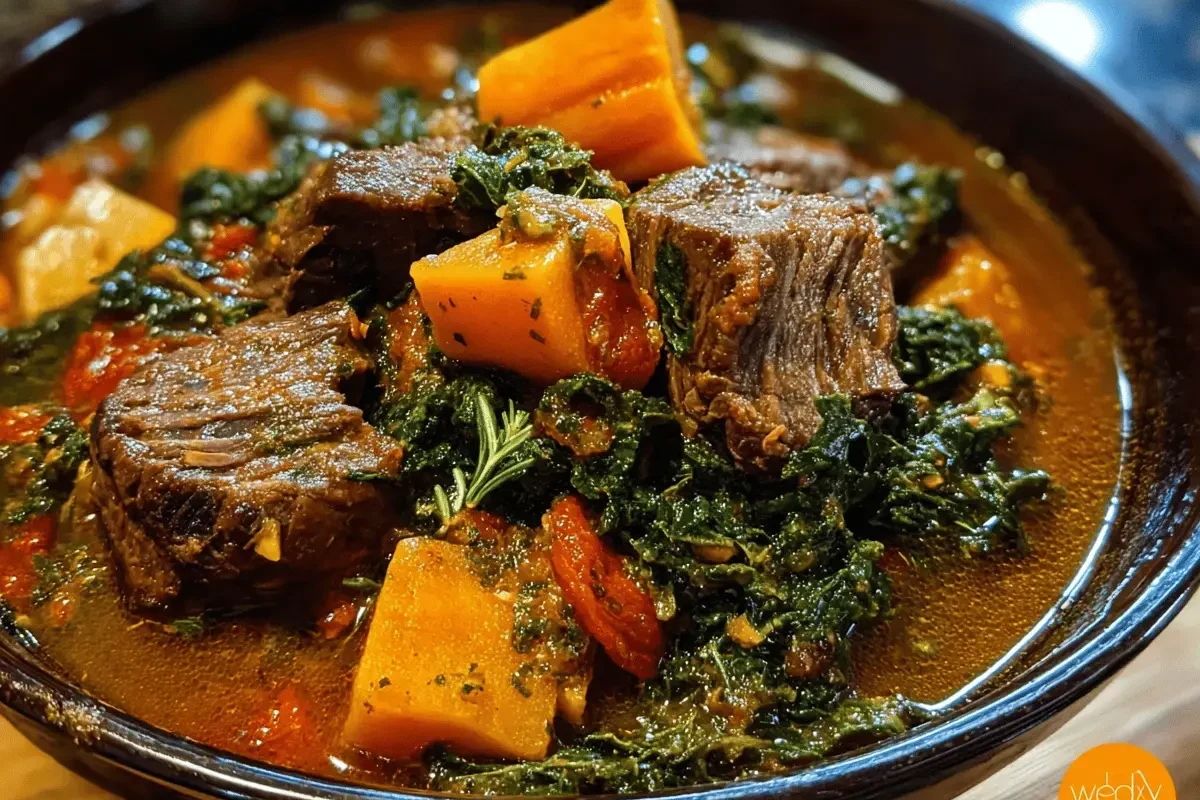 A steaming bowl of vegetable soup containing sliced, tender radishes and fresh herbs.