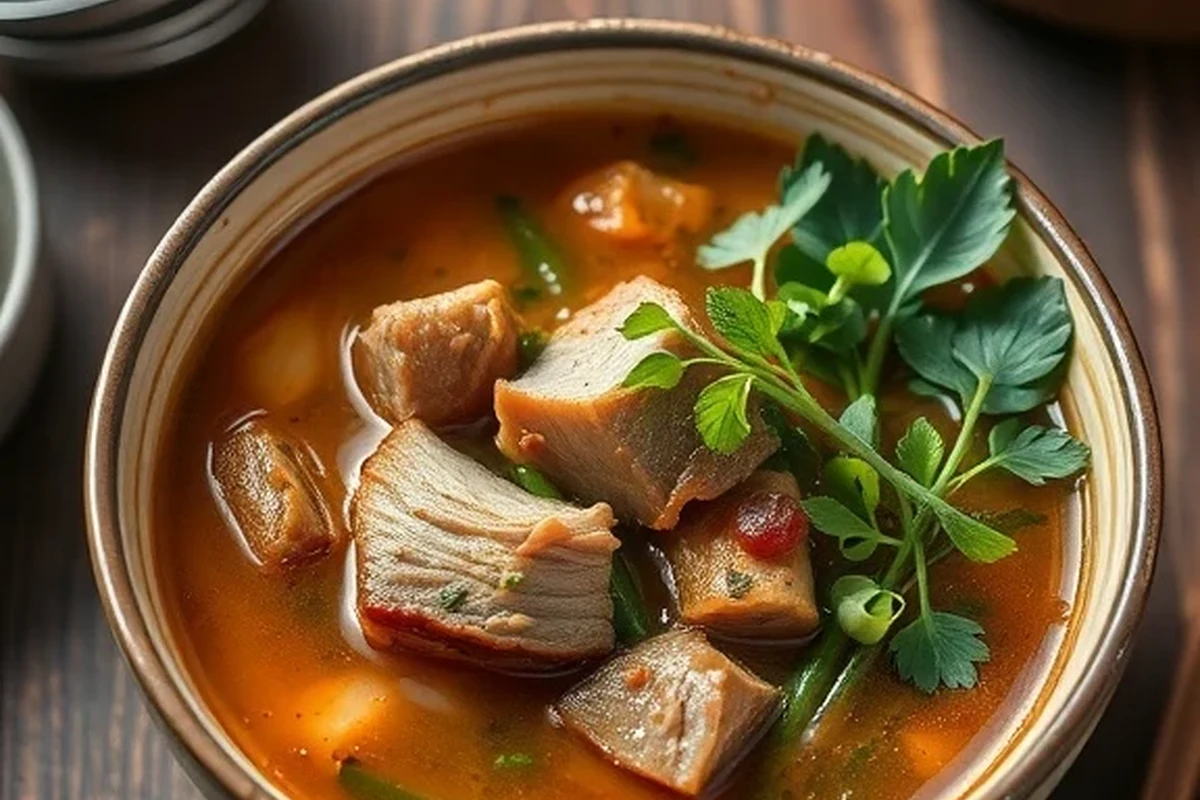Carnivore Soup Recipe | Easy Bone Broth & Beef Soup 2026 Guide 1 A hearty bowl of beef oxtail carnivore soup with marrow bones in a rustic kitchen setting.