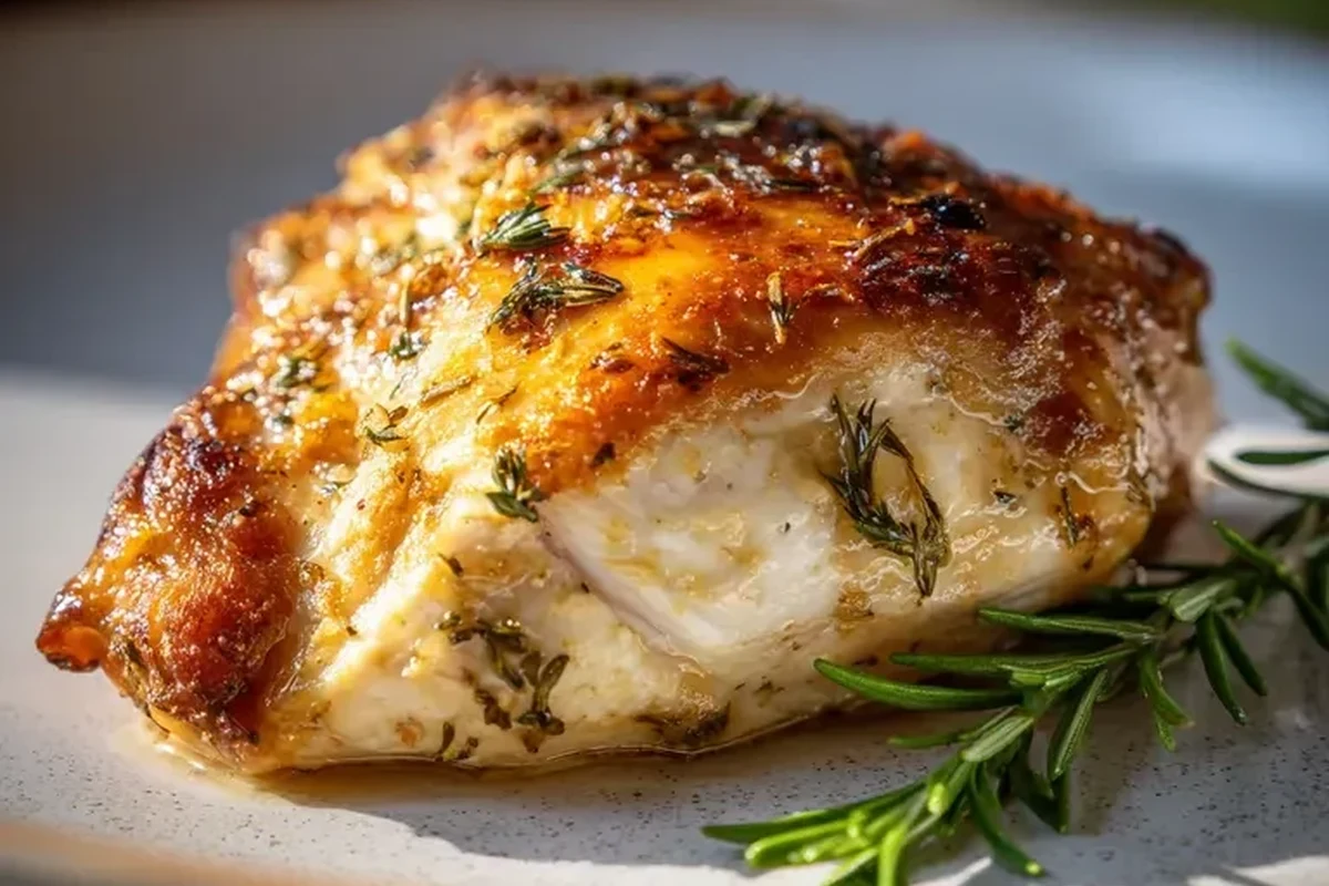 Fresh, raw chicken breast halves prepared for seasoning on a wooden cutting board.