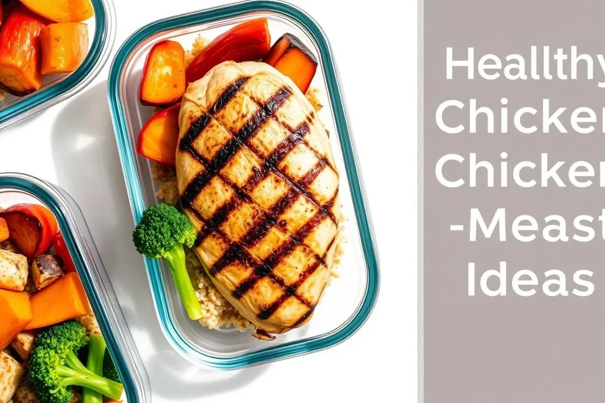 Meal Prep Ideas with Chicken Breast 2 A variety of colorful, healthy meal prep containers filled with seasoned chicken breast, fresh vegetables, and grains.