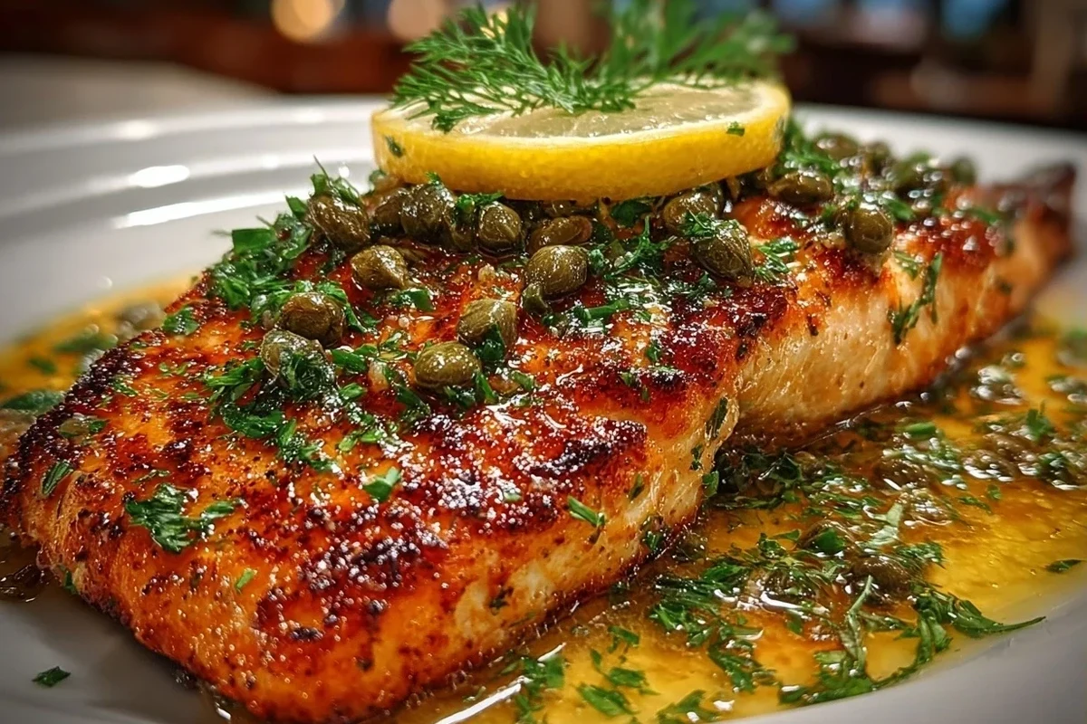 Piccata Sauce Recipe 1 A gourmet pan-seared chicken breast drizzled with a glossy, buttery lemon-caper piccata sauce.