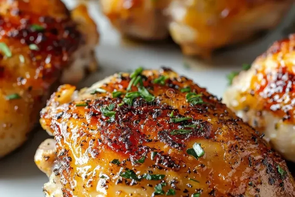 A golden roasted whole chicken seasoned with herbs and spices on a rustic platter.