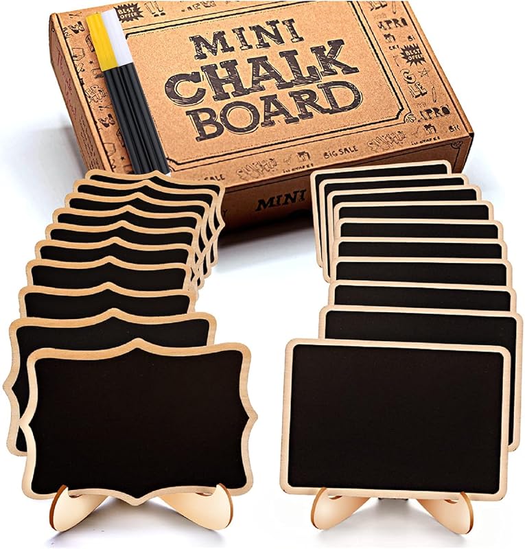 20-Pack Mini Chalkboard Food Labels with Easel Stands for Buffet Tables, Weddings, and Place Cards
