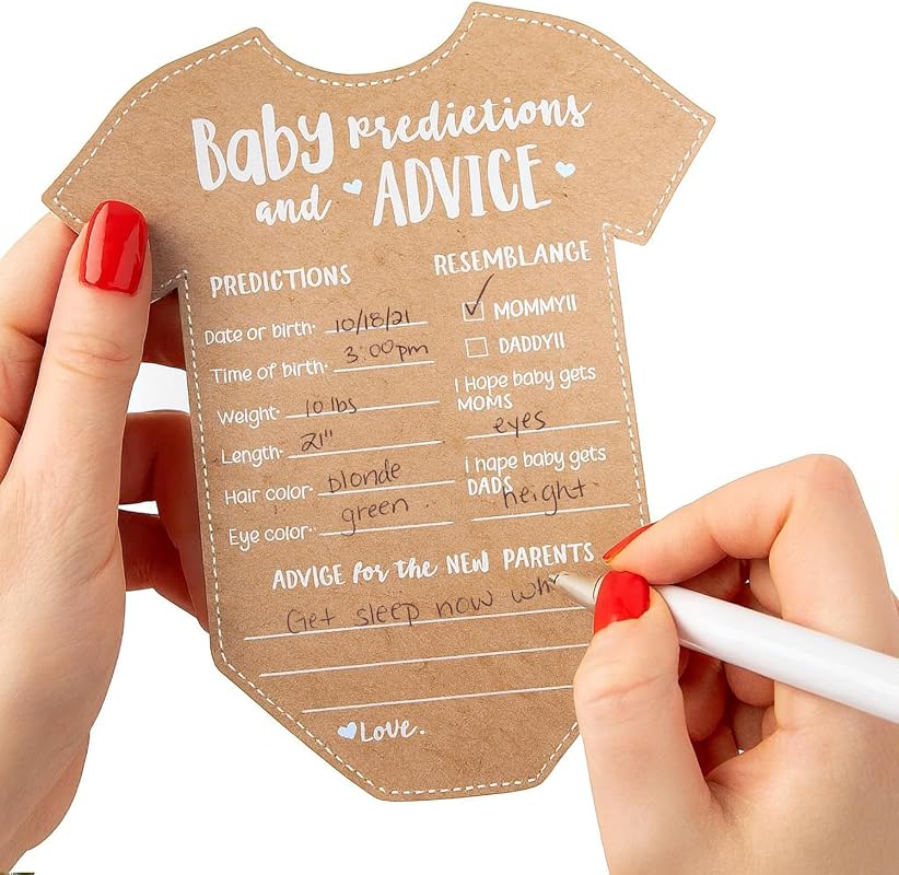 Kate Aspen 50-Count Onesie-Shaped Baby Shower Advice Cards for Gender-Neutral Party Games