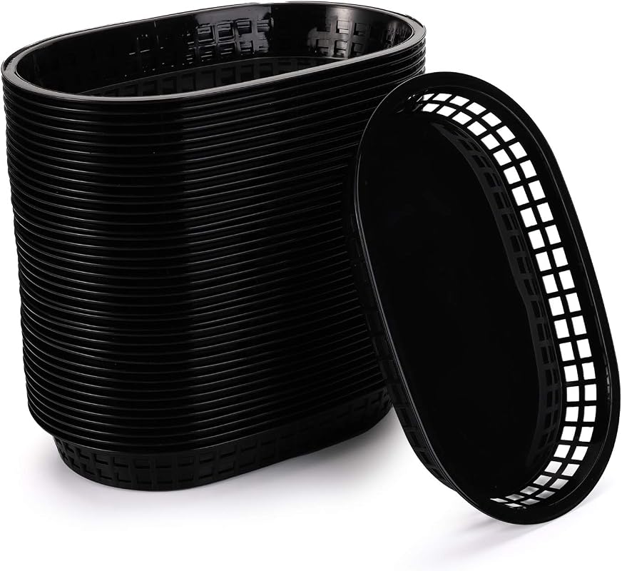 Cedilis 40-Pack Black Fast Food Baskets for Burgers, Fries, and Sandwiches