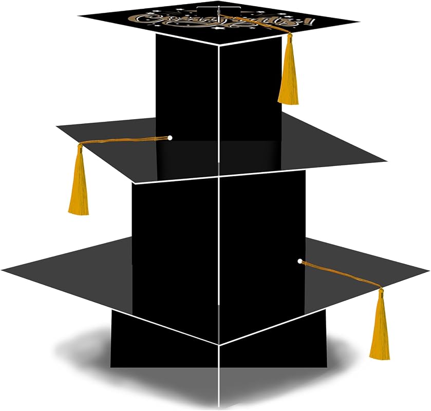KALEFO 2026 Graduation Cap Cupcake Stand with Tassel, Gold Party Table Decor and Favor Display