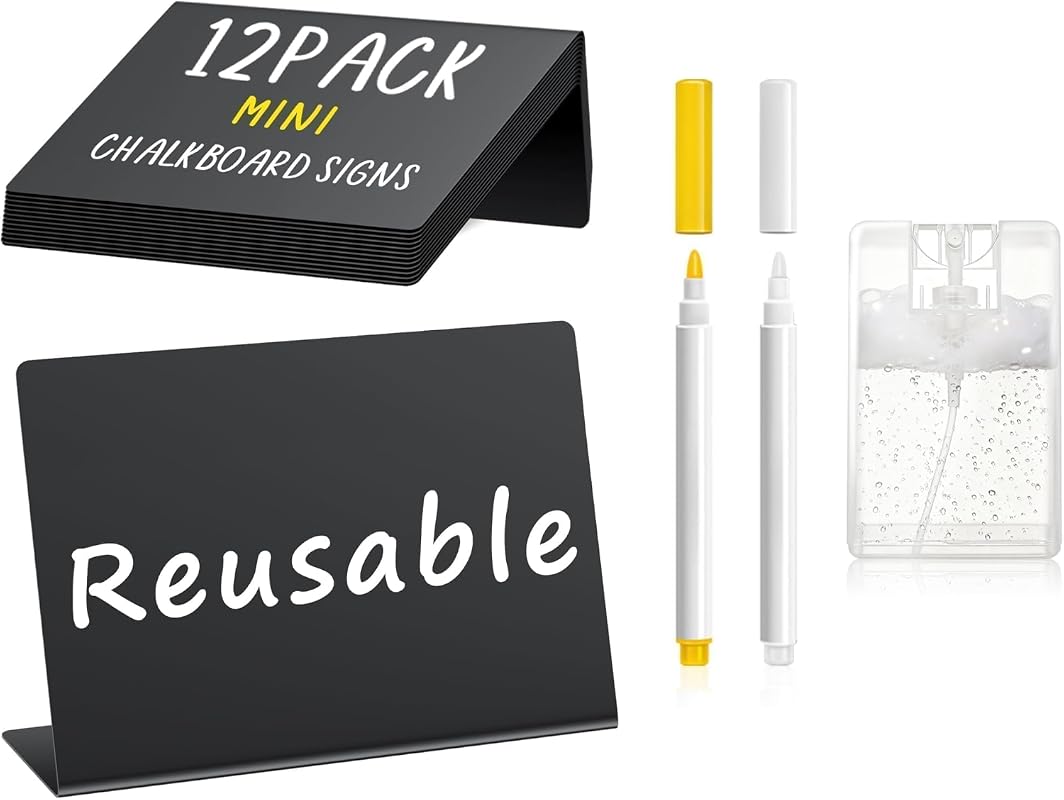 PigPotParty 12-Piece Mini Chalkboard Food Labels for Buffet and Party Signs