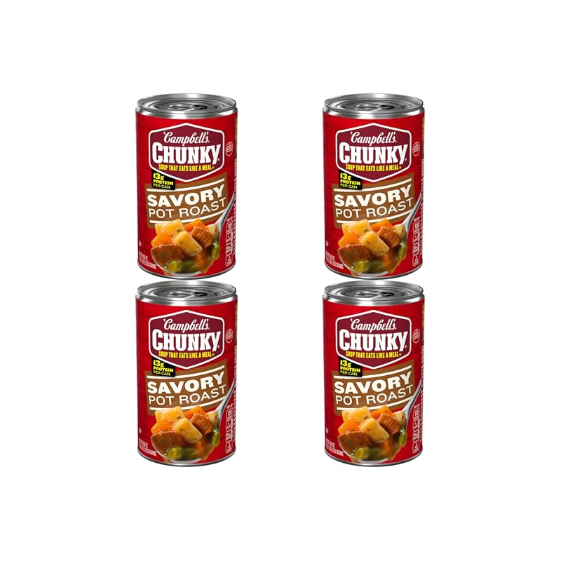 Campbell’s Chunky Savory Pot Roast Soup, 18.8 Oz Can, Pack of 4, Hearty Ready Meal