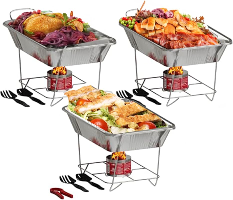Alpha Living 3-Pack Disposable Chafing Dish Buffet Set with Fuel Cans