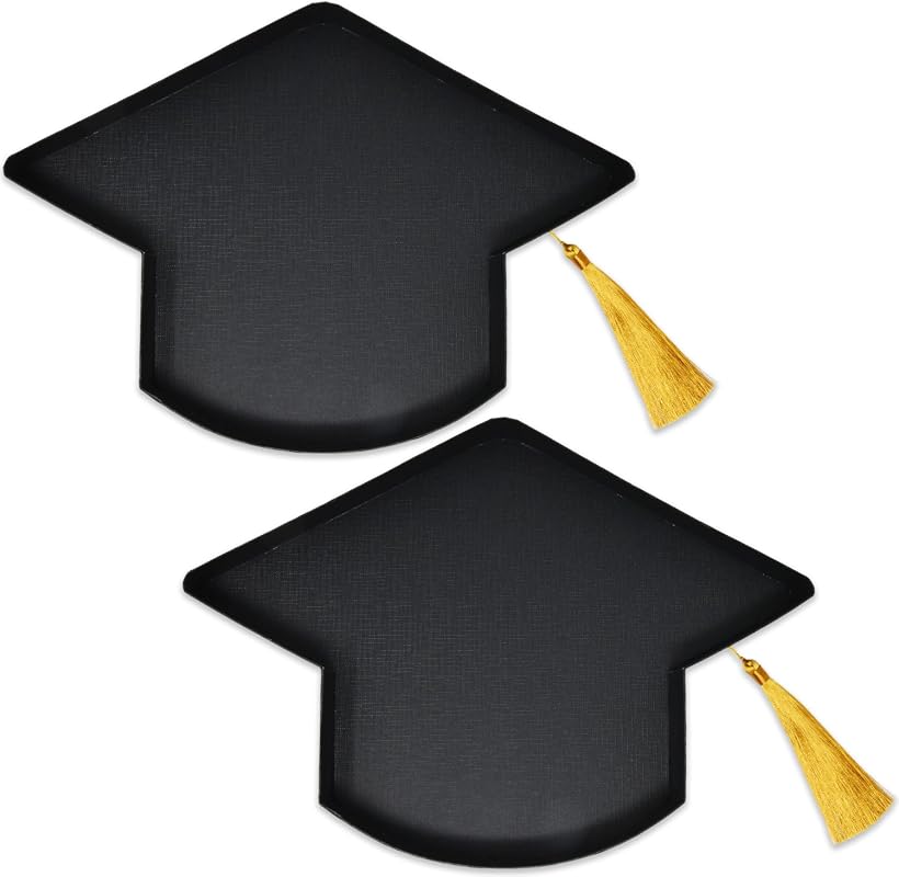 Graduation Fillable Cardboard Tray Black Cap-Shaped Charcuterie Board for Candy, Cupcakes, and Party Gifts