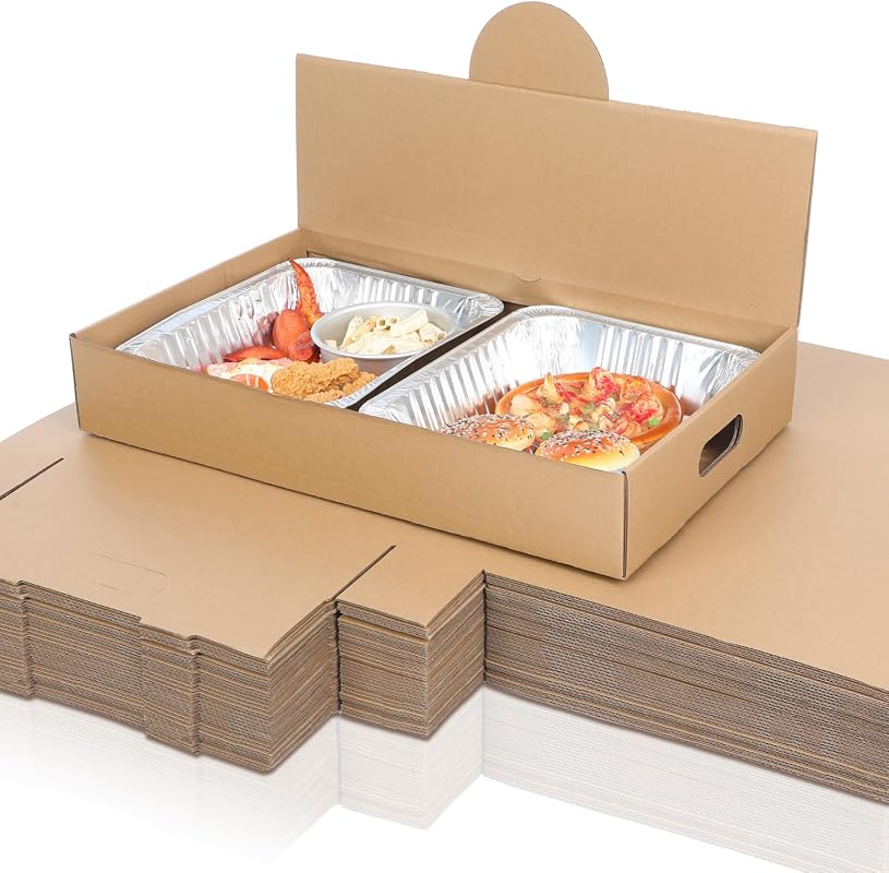 Fullhawl 35-Pack Pop-Up Catering Boxes, 22 x 13.5 x 3.5 Inch Kraft Corrugated