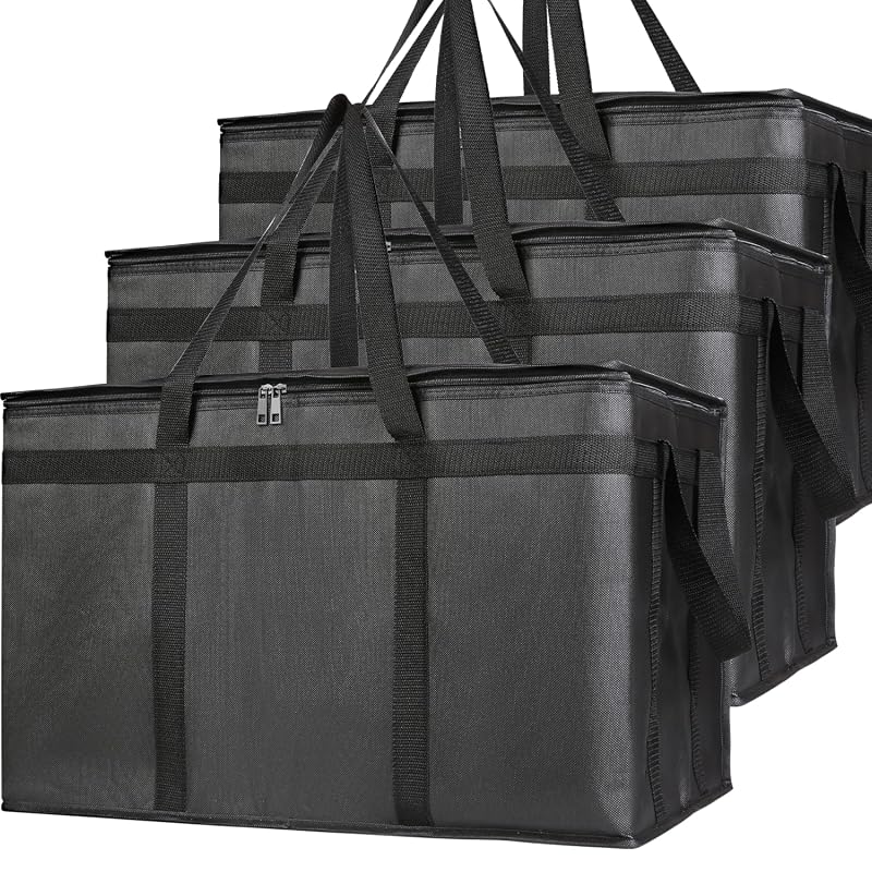 Bodaon XXXL Insulated Food Delivery Bags, 3-Pack Catering Cooler Bags with Handles