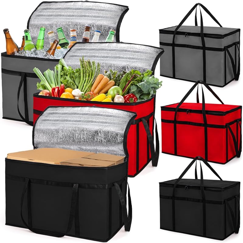 AVLA 3-Pack XXXL Insulated Food Delivery Bags, 77L Reusable Catering Cooler Totes