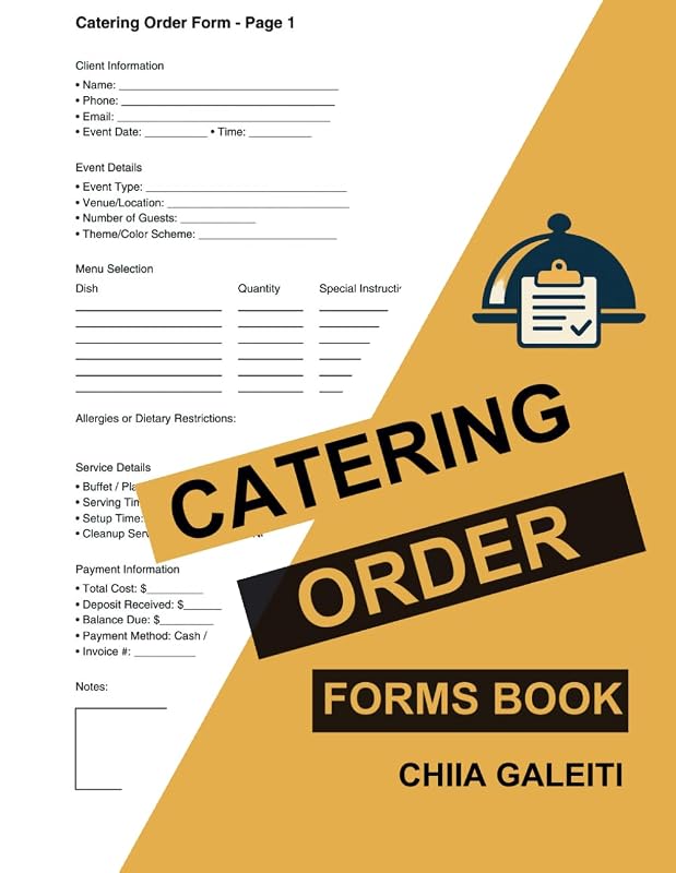 Catering Order Forms Book for Event Planning, Food Service, and Easy Template Tracking