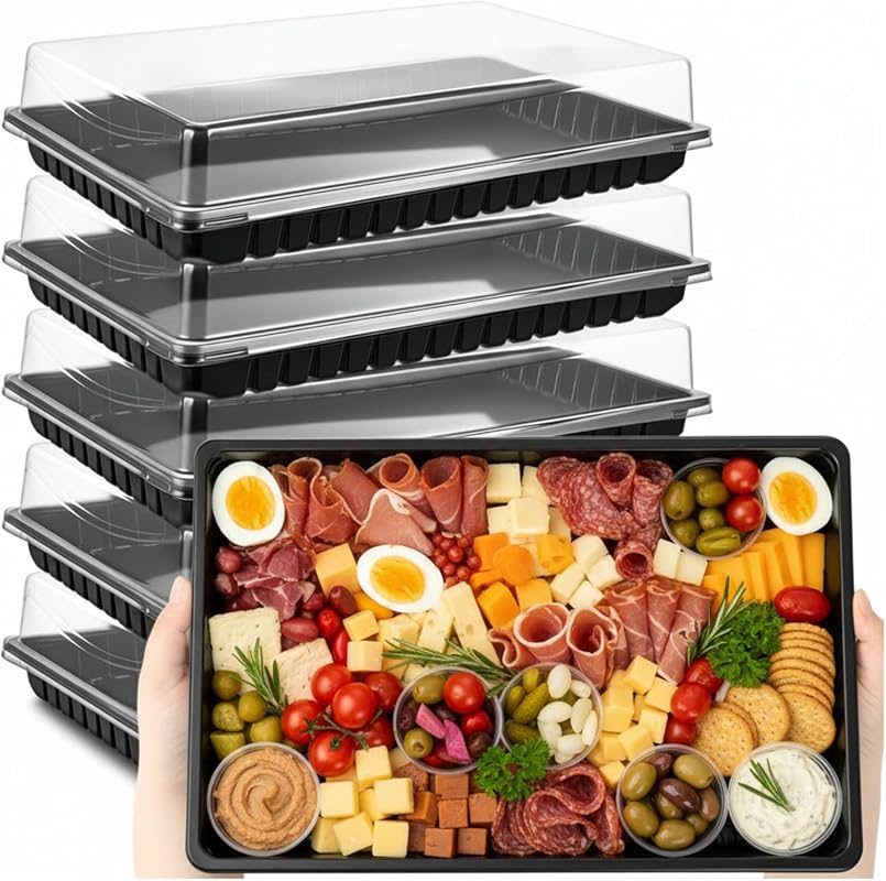 Shellwei 5-Pack Extra-Large Charcuterie Boards with Lids for Serving and Storage