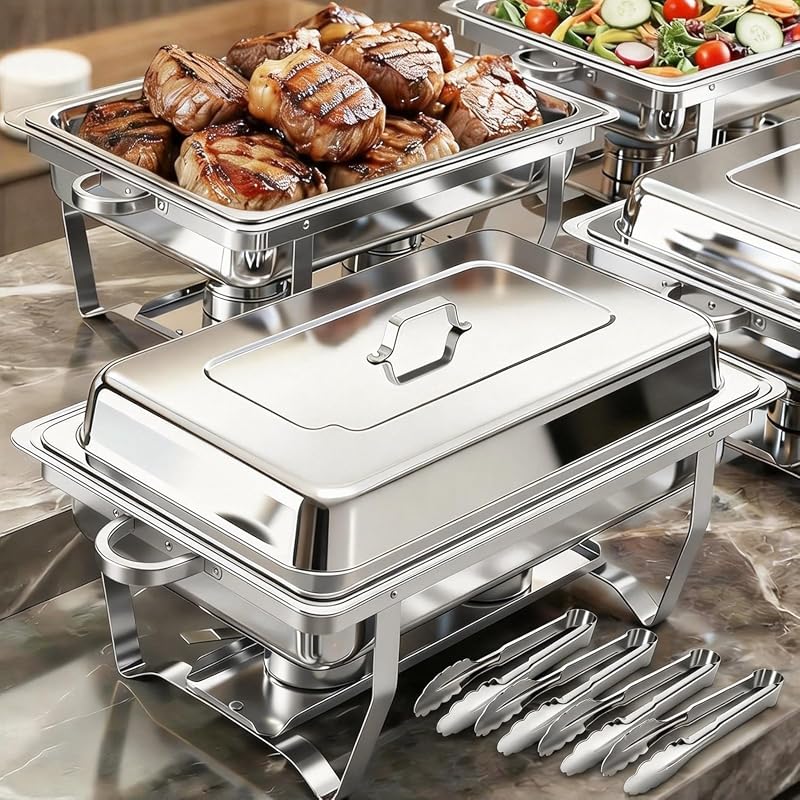ALSO GO 4 Pack 11QT Rectangular Chafing Dishes with Lids for Buffet Catering