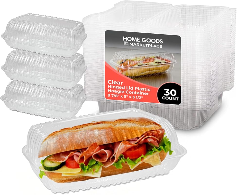 5 Best Sub Sandwich Catering Ideas for Automotive Buyers Guide 1 Clear Hoagie Containers 9x5x3 Inch, 30 Pack, BPA-Free Hinged Clamshells for Sandwich Storage