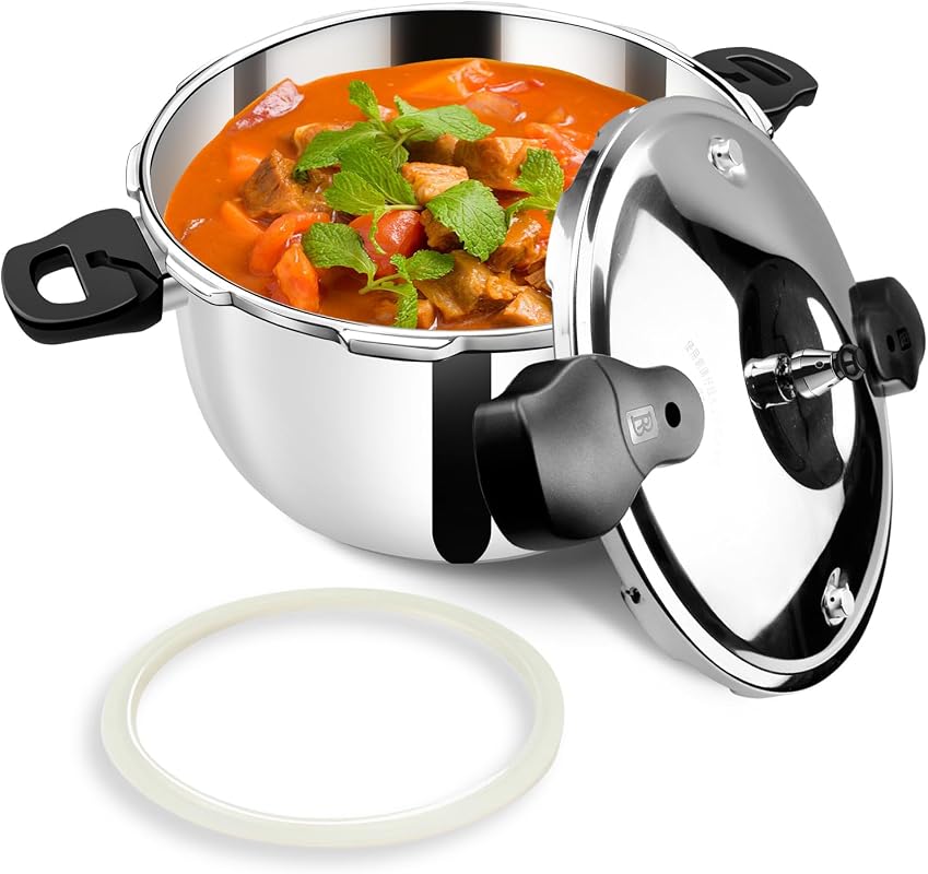 Peterboo 12 Quart Stainless Steel Pressure Cooker, Induction Compatible, Spring Valve Safety, Gas Stove Ready