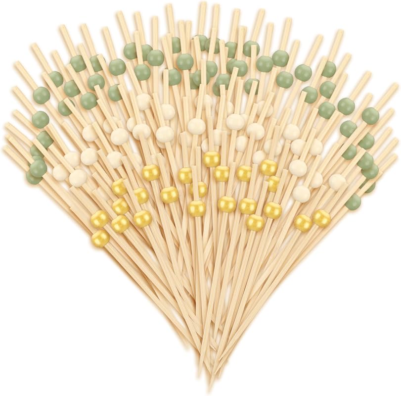 Foldtier 150 Pcs 4.7-Inch Sage Green Cocktail Picks for Appetizers and Drinks