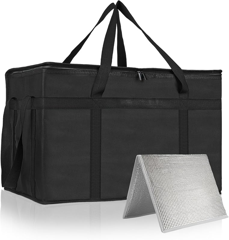 Insulated Food Delivery Bags with Hard Bottom, XXXL Pizza Cooler Bags