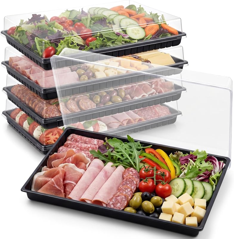 Shellwei 5 Pack Extra Large Charcuterie Boards with Lids for Serving and Storage