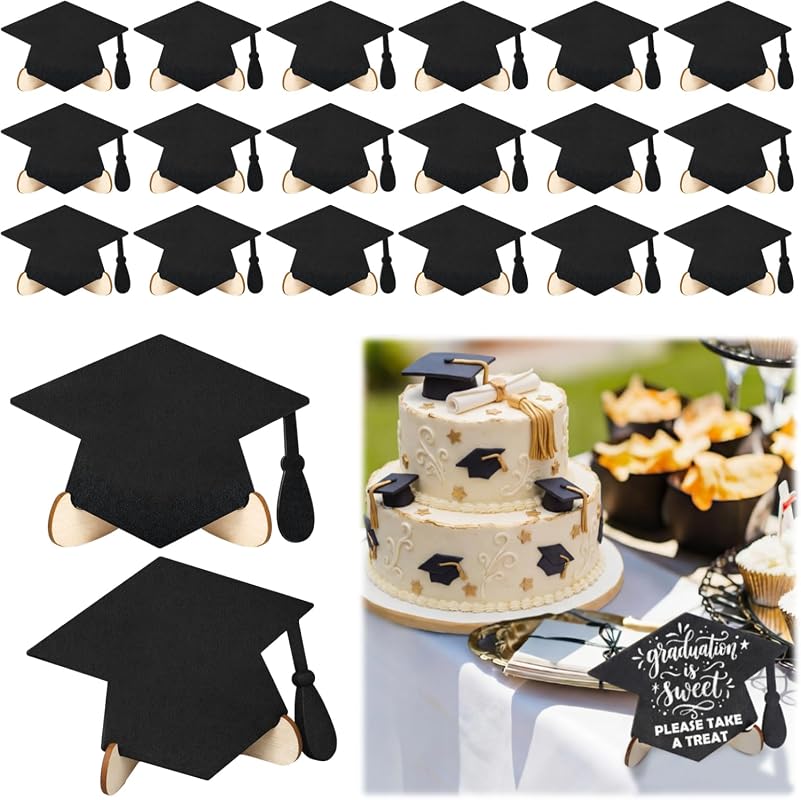 Eaasty 20-Piece Mini Chalkboard Signs with Stands for Graduation Party Food Labels, Reusable Wooden Blackboard Decor