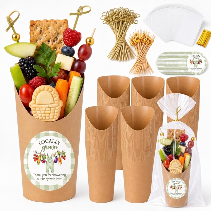 Domensi 100 Set Locally Grown Baby Shower Charcuterie Cups, 12 oz Party Favor Containers